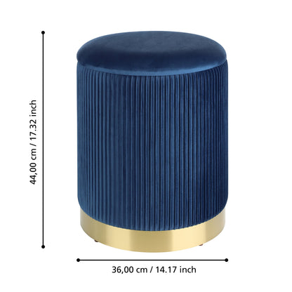EGLO LIVING Mashike Hocker mit Stauraum – 2er Set Samt Blau Gold