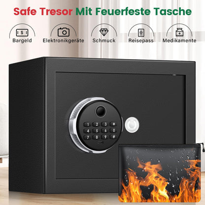 Tiskgg Fingerabdruck Tresor 25L, Möbeltresor mit feuerfester Tasche
