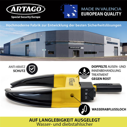 Artago ART872 Radkralle mit 120 dB Alarm, 2in1 Wegfahrsperre