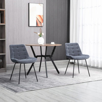 HOMCOM Esszimmerstuhl 2er Set Samt Grau Retro-Design