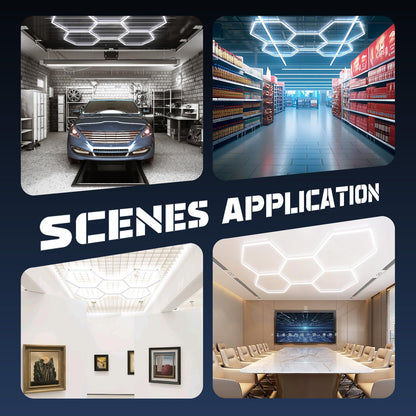 Hexagon LED Deckenleuchte für Garage Werkstatt - 5 Hexs, 6500K