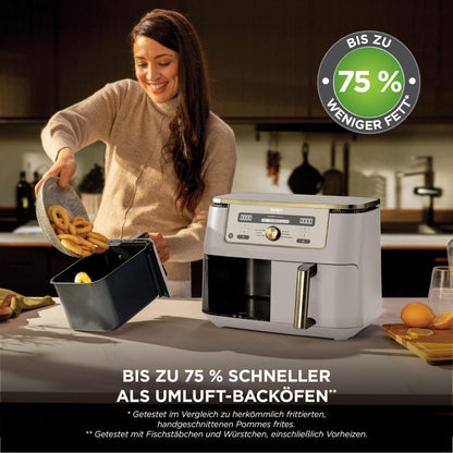 Ninja Dual Zone Heissluftfritteuse DZ400EUSTGD, 9,5 l, Stone Gold
