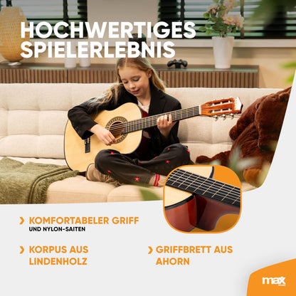MAX SoloArt Akustik Gitarre 3/4 - Kinder ab 6 Jahren