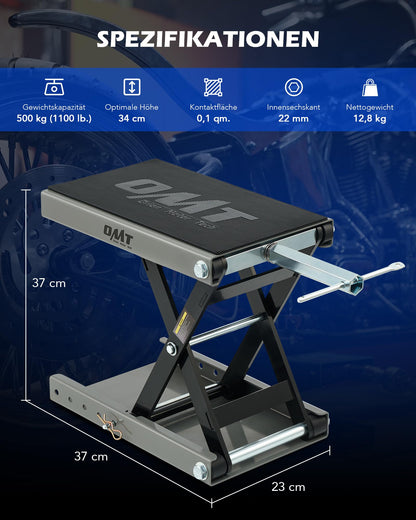 Orion Motor Tech Motorrad Hebebühne 500kg – höhenverstellbar Grau