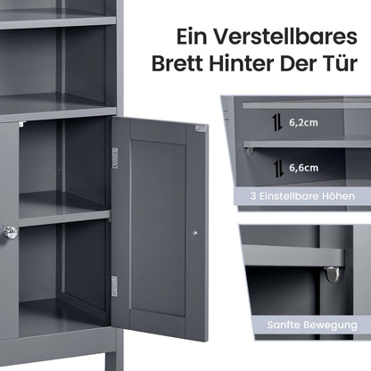 Yaheetech Badschrank mit Doppeltür & Ablagefächern - Dunkelgrau