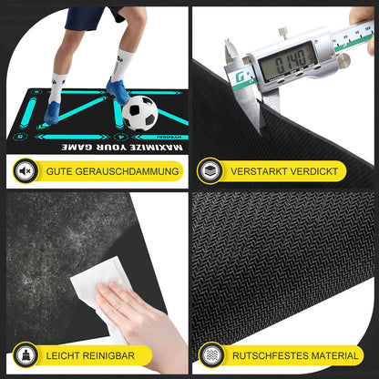 hykoiuu Fussball-Trainingsmatte 120x80 cm Set mit rutschfesten Socken