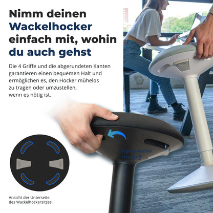 Backerz Ergonomischer Bürohocker - Mattschwarz, 55-80 cm