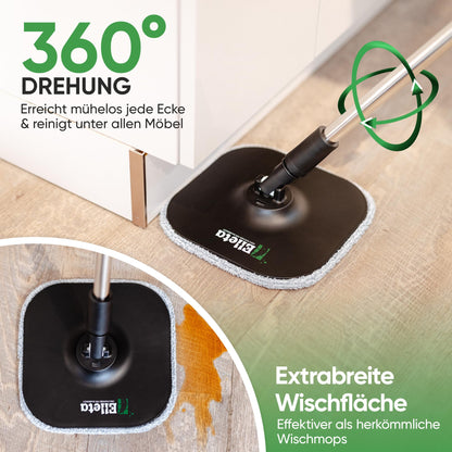 Wischmopp Set mit Eimer 2-Kammer – 360° Mikrofaser