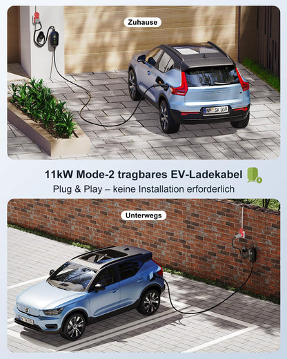EzGoGo Mobile Wallbox 11 kW Typ 2 Ladegerät, 3-phasig, 10 m