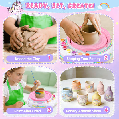 Weilim Töpferscheibe für Kinder, DIY-Töpferset mit Ton und Zubehör