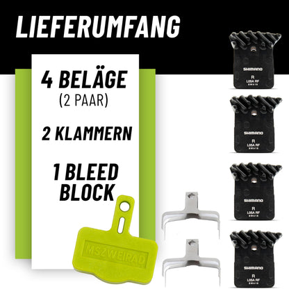 Shimano L05A-RF Scheibenbremsbeläge Resin mit Kühlrippen, 2er Set