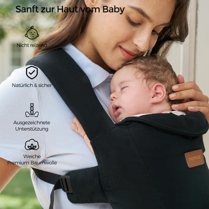 Momcozy Babytrage Neugeborene ergonomisch 3-11kg – Schwarz