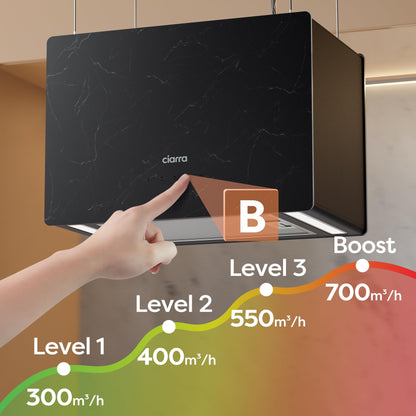 Ciarra Pinnacle Ash Concrete Inselhaube - 48cm Smart Wi-Fi Umluft