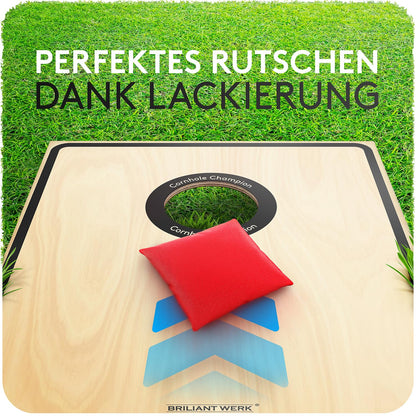Briliantwerk Cornhole Wurfspiel – Echtholz 11-teilig Outdoor lackiert