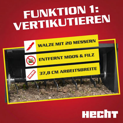Hecht Elektro-Vertikutierer 2 in 1 mit Messer- und Lüfterwalze