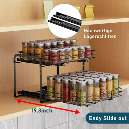 MAYZOLOP Gewürzregal Ausziehbar 2 Etagen Höhenverstellbar