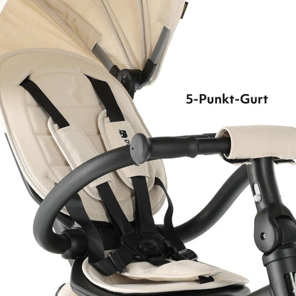 Deryan Explorer Kinderdreirad mit Schubstange und Verdeck, Creme