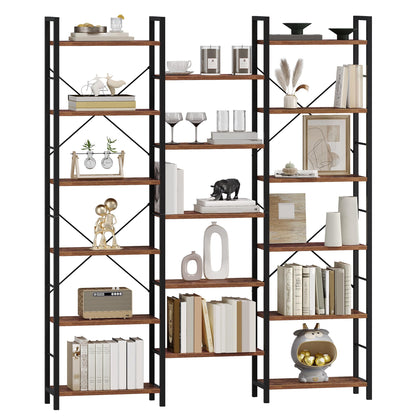 Hzuaneri Bücherregal 6 Etagen – Vintage Braun-Schwarz BC10101B