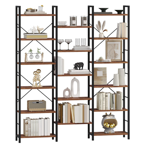 Hzuaneri Bücherregal 6 Etagen – Vintage Braun-Schwarz BC10101B