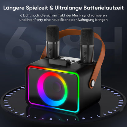 Wowstar Karaoke Maschine mit 2 Mikrofonen, Bluetooth Lautsprecher