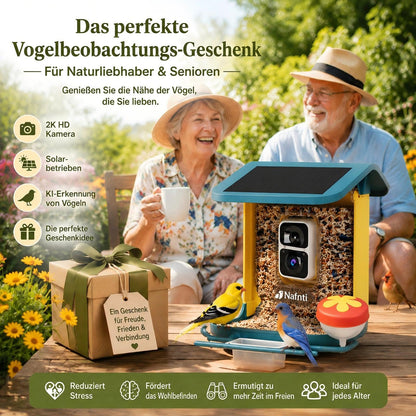 Nafnti V5 Vogelfutterhaus mit 2K-Kamera, Solar und IP65
