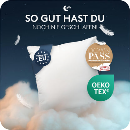 CALMONT 3-Kammer Daunenkissen Kopfkissen – 40x80 cm