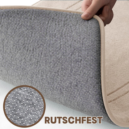 chakme Badezimmerteppich-Set 3-teilig Memory-Schaum beige