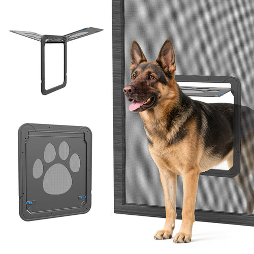 Namsan Hundeklappe für Fliegengittertür, abschliessbar, mit Magnet, Haustierklappe aus ABS-Kunststoff