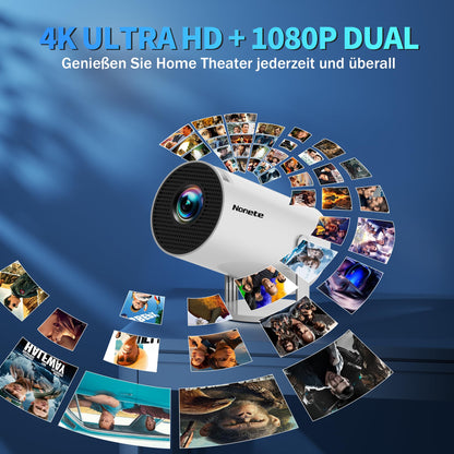 Mini 2026 Modell 4K Beamer Projektor - Android WLAN Weiss