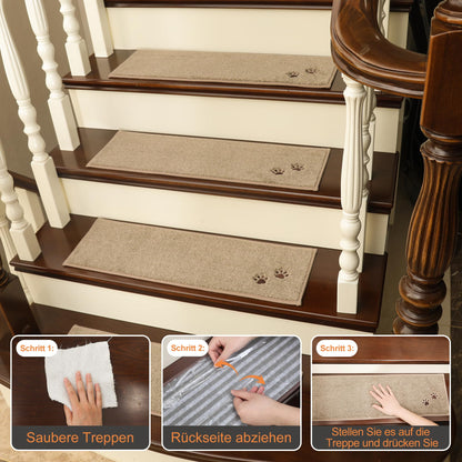 BEQHAUSE Stufenmatten rutschfest – 15 Stück 22x70cm Beige