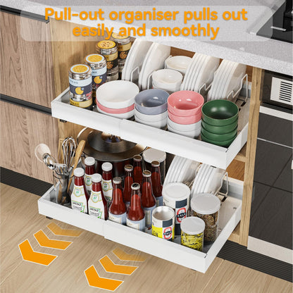 iHomara 2er Set Auszieh-Schubladen für Küchenschränke 53 cm tief