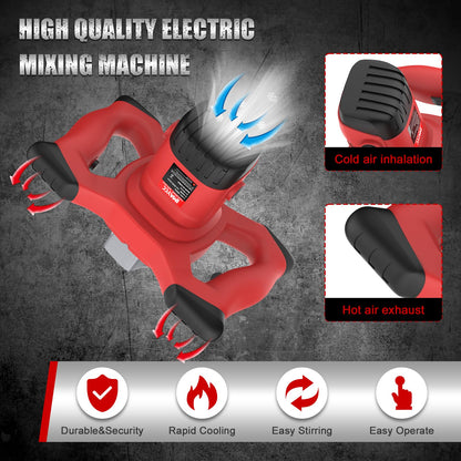 IMAYCC Betonmischer Mörtelrührer 2100W – 6 Gang M14 Quirl