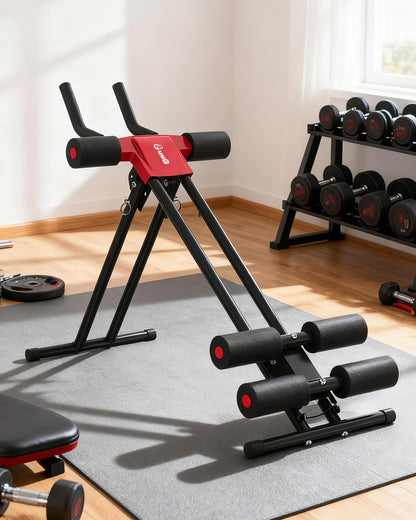 GuuG Bauchmuskeltrainer klappbar – Bauchtrainer für Zuhause, Rot