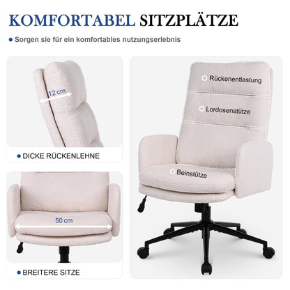 Nusetx Schreibtischstuhl Drehstuhl Höhenverstellbar - Beige