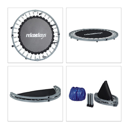 Relaxdays Fitness-Trampolin faltbar, Indoor, blau-schwarz
