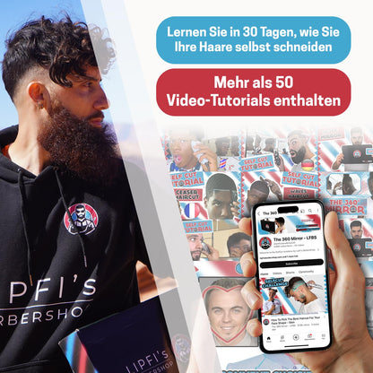 LIPFISBARBERSHOP.COM 360-Grad-Haarschneidespiegel mit LED-Beleuchtung