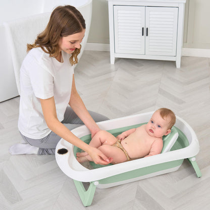 SUPERBE BEBE Babybadewanne faltbar mit Badewannensitz und Thermometer