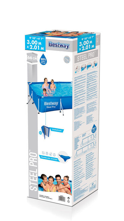 Bestway Steel Pro Frame Pool eckig blau 300x201x66cm ohne Pumpe