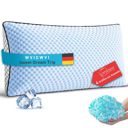 WVIOWVI Memory Foam Kissen 40x80 cm, Kühlendes Kopfkissen Blau-Grau
