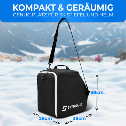 STYNGARD Skischuhtasche Zermatt mit Helmfach, 40 L, Schwarz-Weiss