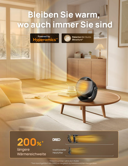 Dreo Heizlüfter DR-HSH020, 1500 W, PTC-Keramik, Fernbedienung, schwarz