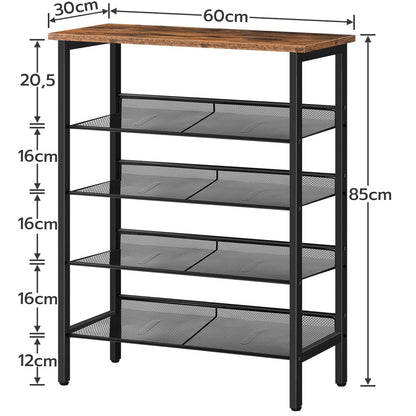 HOOBRO EBF106XJ01 5-lagiges Schuhregal – vintagebraun-schwarz