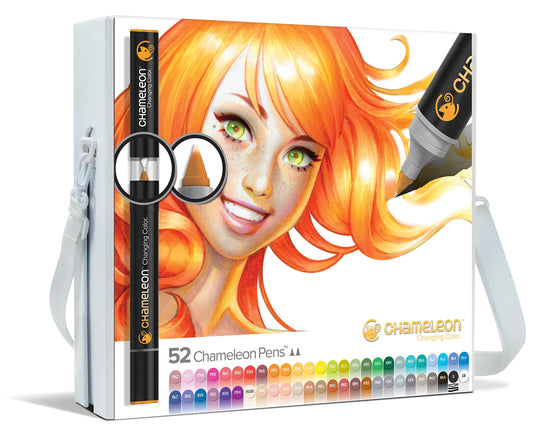 Chameleon Art Products 52 Deluxe permanente Alkohol-Filzstifte Set in vielen Farben zum Zeichnen, Illustrieren und für Farbübergänge.
