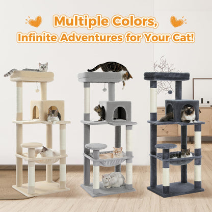 PAWZ Road Katzenbaum Kratzbaum Kondohaus m. Hängematte – Beige 143cm