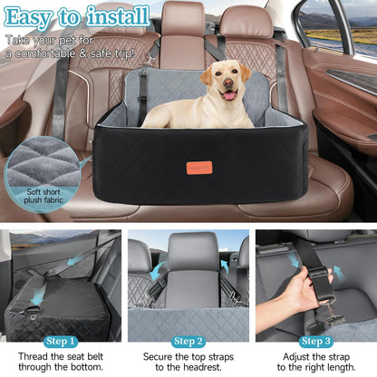 HEGGCOOE Hundeautositz für Rücksitz bis 25 kg – Schwarz