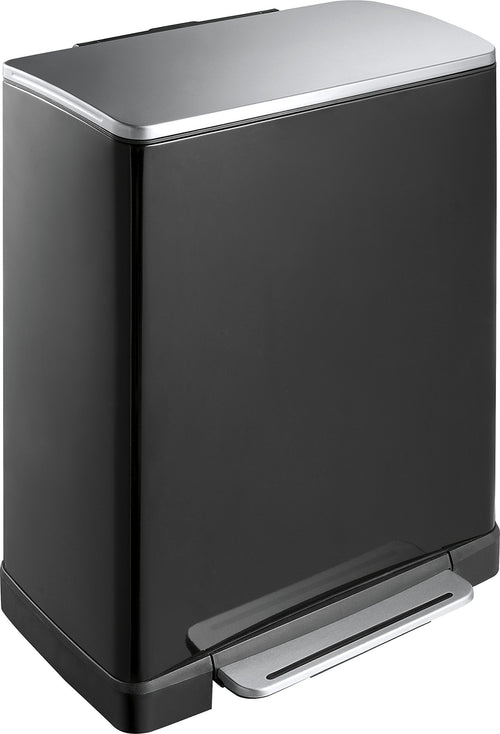 EKO E-Cube Tretmülleimer 50L Metall mit Dämpfer-System, matt schwarz. Rechteckiger Behälter zur Abfallentsorgung per Fusspedal.