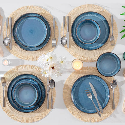 vancasso PLAYA Steingut Geschirrset 18tlg für 6 P. - Blau