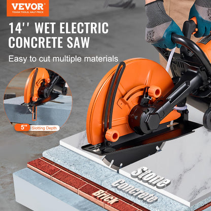 VEVOR Elektrische Betonsäge 356 mm 2800 W Nass-/Trockenschnitt