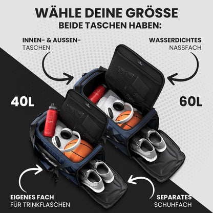 BeMaxx Sporttasche BLU60 mit Rucksackfunktion, 60 L, Blau