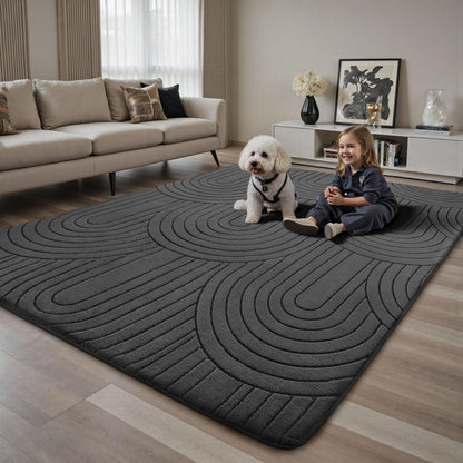 Sour Lemon Kurzflorteppich 160x230 cm Grau, waschbar, 3D-Muster